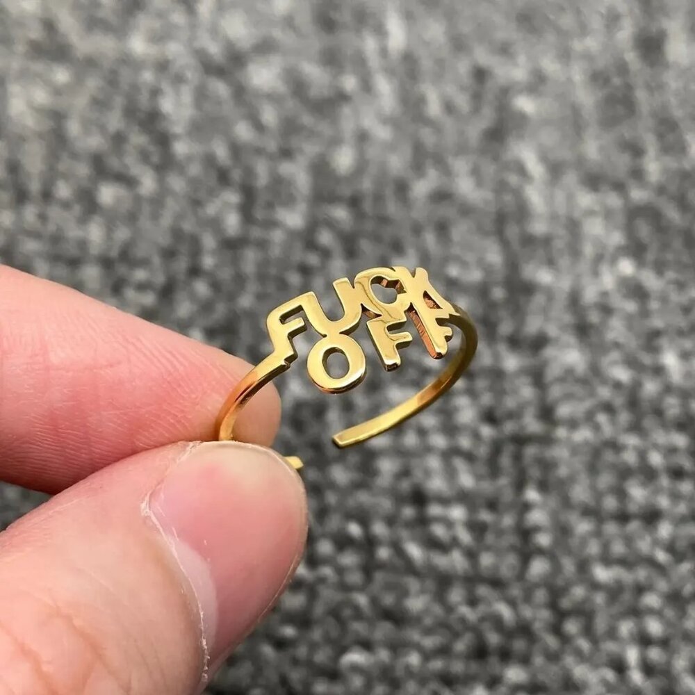($6) F*ck Off Wrap Ring - Gold